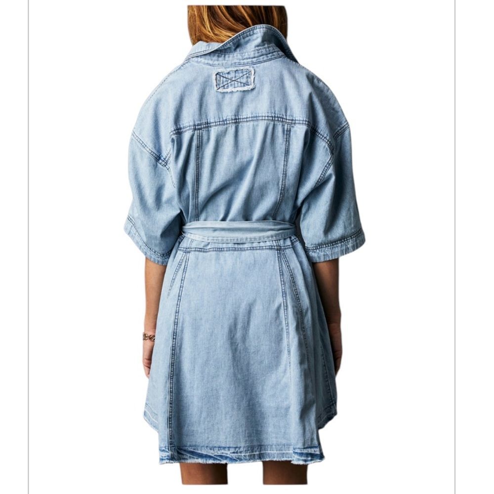 FREE PEOPLE Cotton Jenny‎ Denim Tie-Waist Tunic, Size XSMALL - Picture 2 of 15